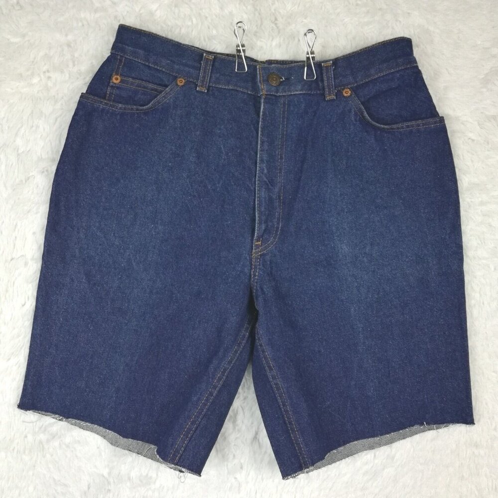 Vintage Levi's Womens Shorts Denim Cut Off Blue‎ Dark Indigo Wash White Label 16